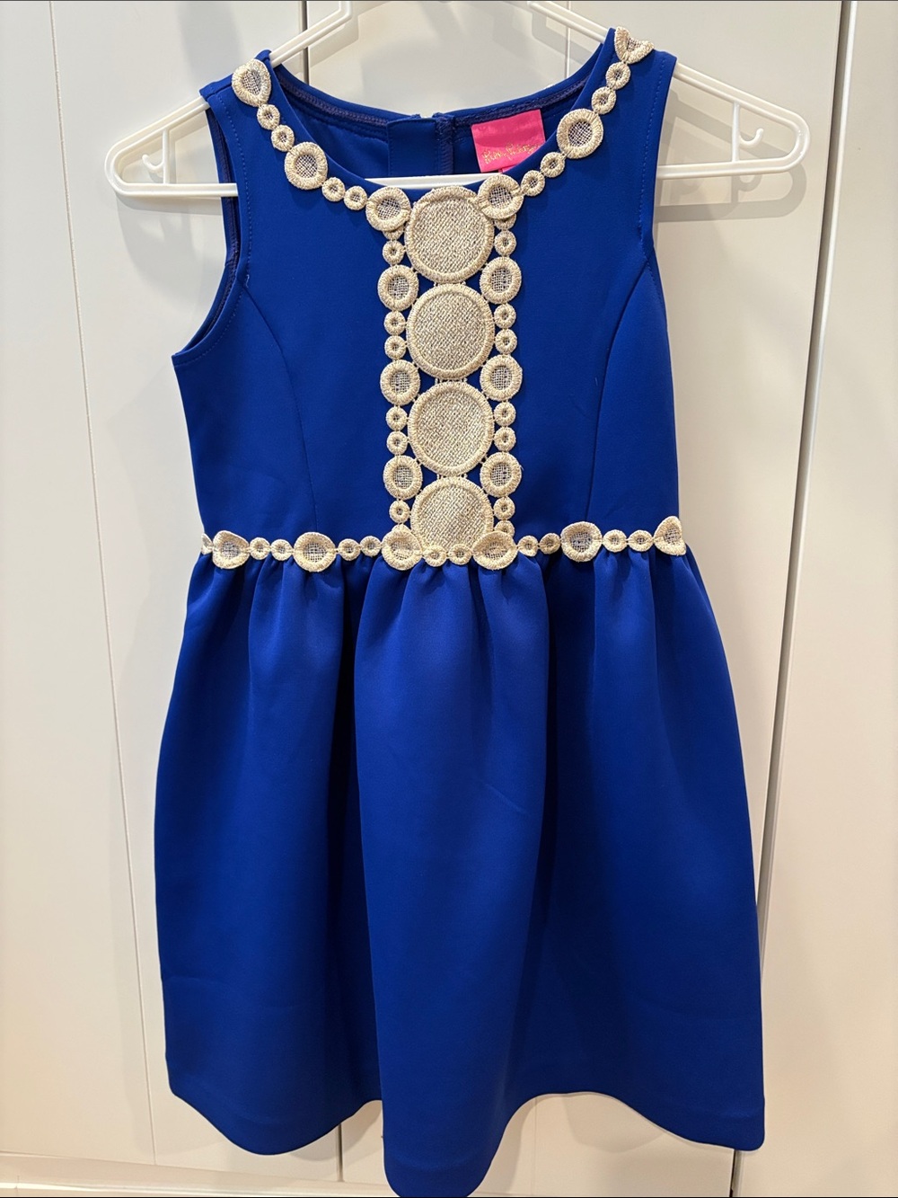 Lilly Pulitzer Royal Blue Sleeveless Party Dress with Gold Embellishments